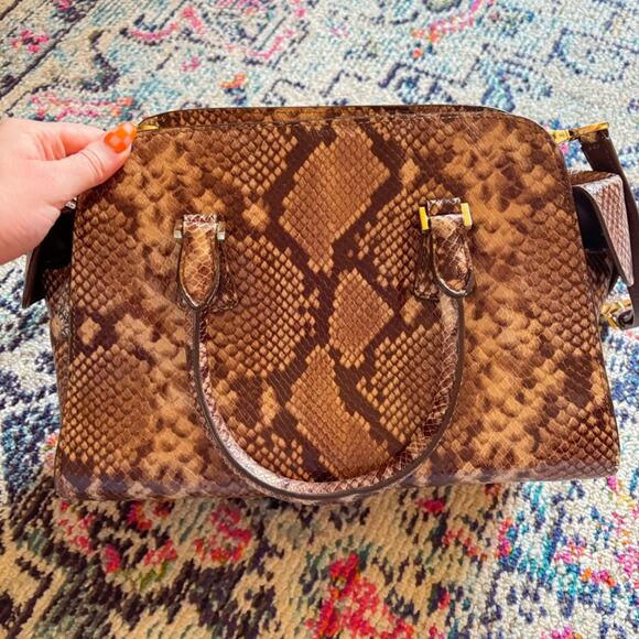 MICHAEL KORS Embossed Leather Snakeskin Satchel Handbag 🐍🤎 - Picture 8 of 8